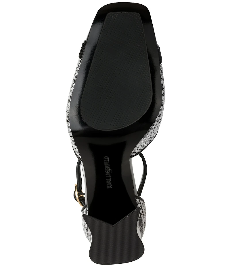 KARL LAGERFELD PARIS Sapphira Sequin Houndstooth Block Heel Ankle Wrap Pumps