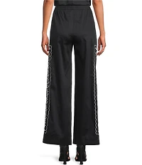 KARL LAGERFELD PARIS Sateen Embroidered Coordinating Wide Leg Pant