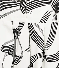 KARL LAGERFELD PARIS Sateen Print Band Collar Sleeveless Midi Length Belted Shirt Dress