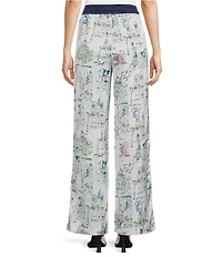 KARL LAGERFELD PARIS Satin Crepe Printed Wide Leg Coordinating Pants
