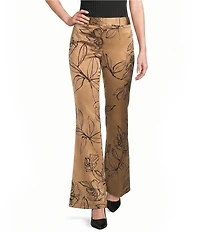KARL LAGERFELD PARIS Satin Print Flat Front Wide Leg Full Length Coordinating Pants