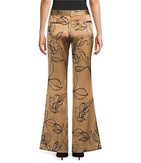 KARL LAGERFELD PARIS Satin Print Flat Front Wide Leg Full Length Coordinating Pants