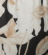 KARL LAGERFELD PARIS Satin Print Flat Front Wide Leg Pull On Coordinating Pants