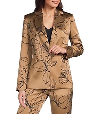 KARL LAGERFELD PARIS Satin Print Notch Lapel Long Sleeve Coordinating Jacket