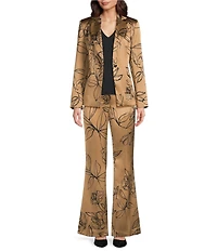 KARL LAGERFELD PARIS Satin Print Notch Lapel Long Sleeve Coordinating Jacket