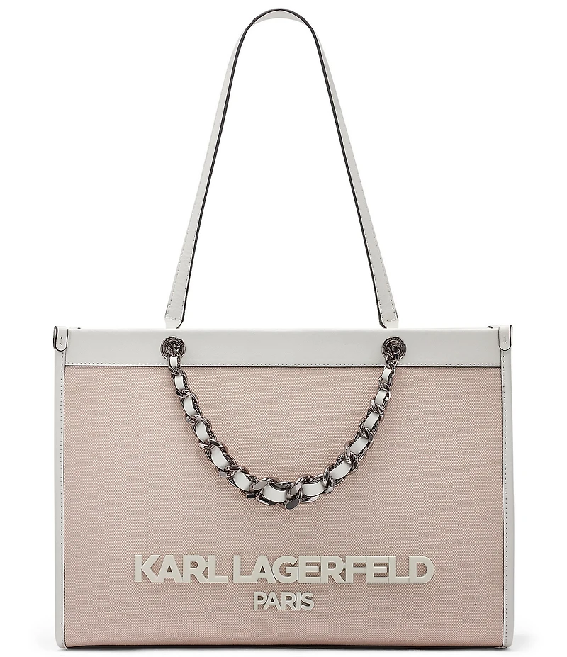 KARL LAGERFELD PARIS Savoie Chain Canvas Handle Tote Bag