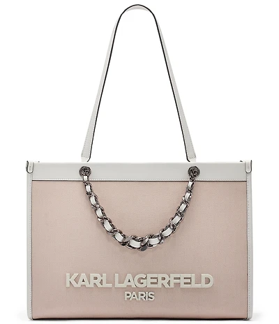 KARL LAGERFELD PARIS Savoie Chain Canvas Handle Tote Bag