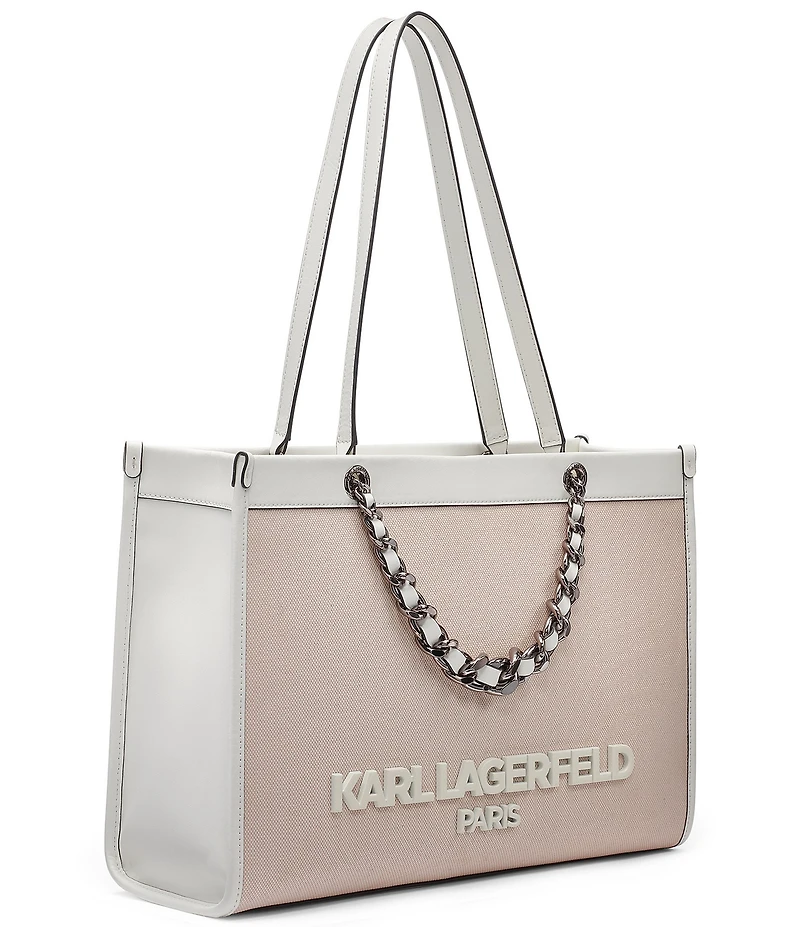 KARL LAGERFELD PARIS Savoie Chain Canvas Handle Tote Bag