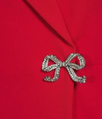 KARL LAGERFELD PARIS Scuba Crepe Long Sleeve Rhinestone Bow Wrap Jacket Dress