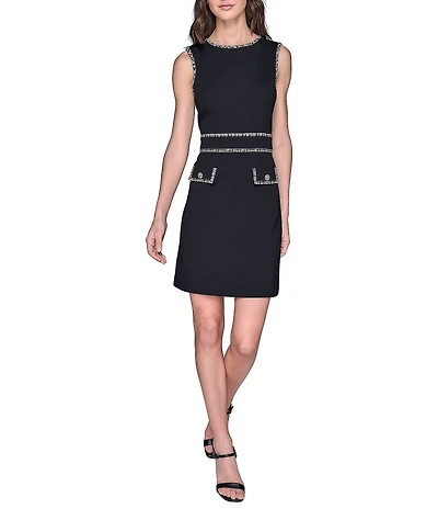 KARL LAGERFELD PARIS Scuba Crepe Sleeveless A-Line Dress
