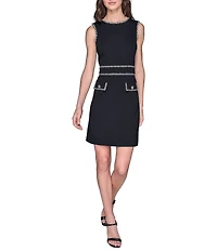 KARL LAGERFELD PARIS Scuba Crepe Sleeveless A-Line Dress