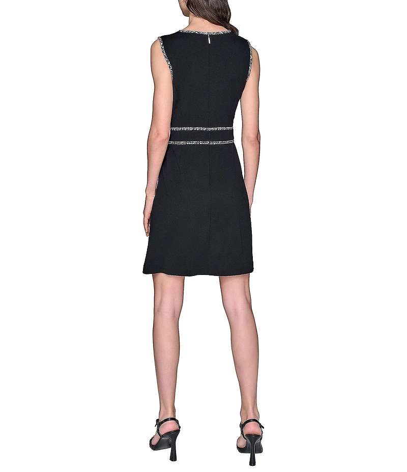 KARL LAGERFELD PARIS Scuba Crepe Sleeveless A-Line Dress