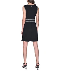 KARL LAGERFELD PARIS Scuba Crepe Sleeveless A-Line Dress