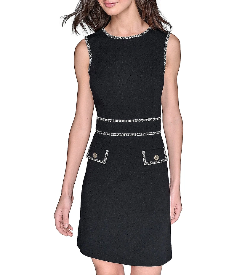 KARL LAGERFELD PARIS Scuba Crepe Sleeveless A-Line Dress