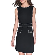 KARL LAGERFELD PARIS Scuba Crepe Sleeveless A-Line Dress