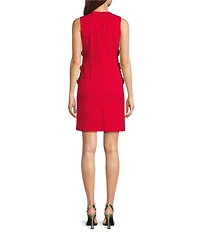 KARL LAGERFELD PARIS Scuba Crepe Sleeveless Rhinestone Bow Side Sheath Dress