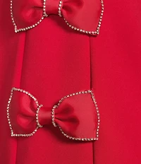 KARL LAGERFELD PARIS Scuba Crepe Sleeveless Rhinestone Bow Side Sheath Dress