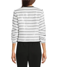 KARL LAGERFELD PARIS Sequin Stripe Round Neck Long Sleeve Jacket
