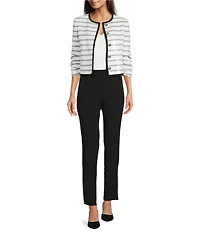 KARL LAGERFELD PARIS Sequin Stripe Round Neck Long Sleeve Jacket