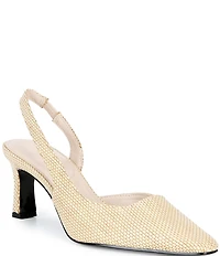 KARL LAGERFELD PARIS Sheenz Raffia Slingback Pointed Toe Pumps