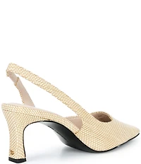 KARL LAGERFELD PARIS Sheenz Raffia Slingback Pointed Toe Pumps