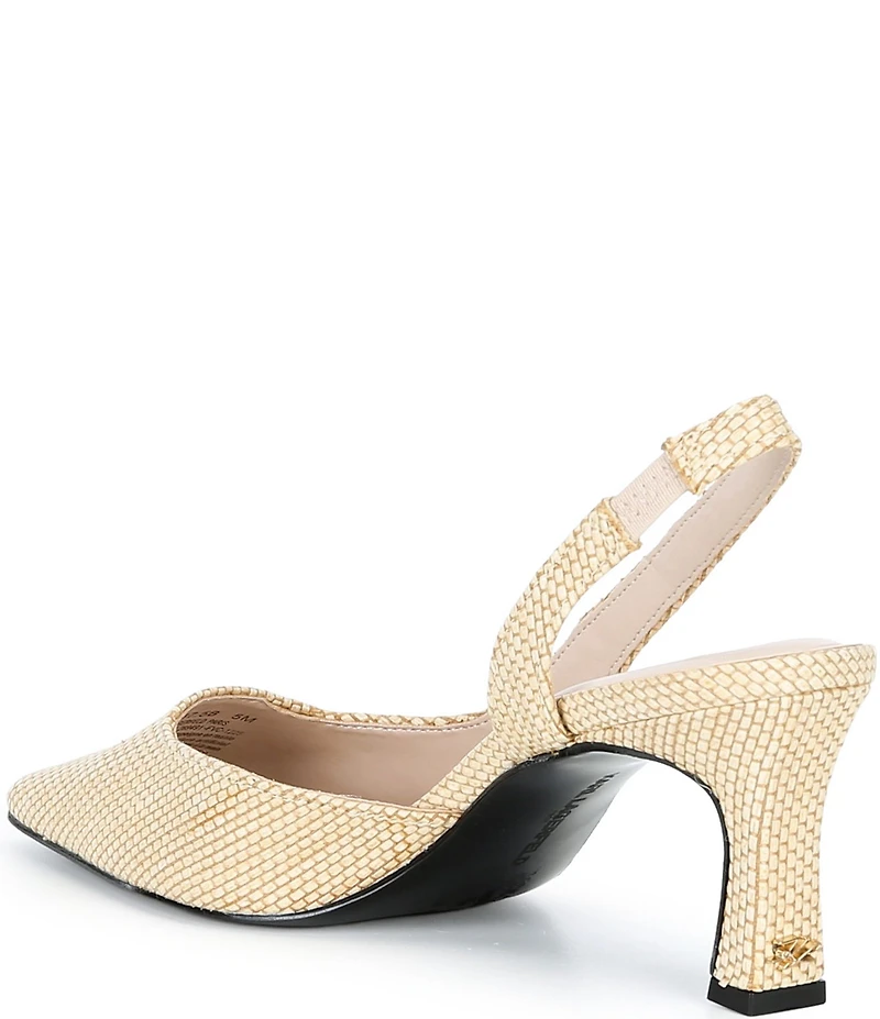 KARL LAGERFELD PARIS Sheenz Raffia Slingback Pointed Toe Pumps