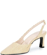 KARL LAGERFELD PARIS Sheenz Raffia Slingback Pointed Toe Pumps
