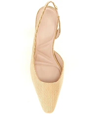KARL LAGERFELD PARIS Sheenz Raffia Slingback Pointed Toe Pumps