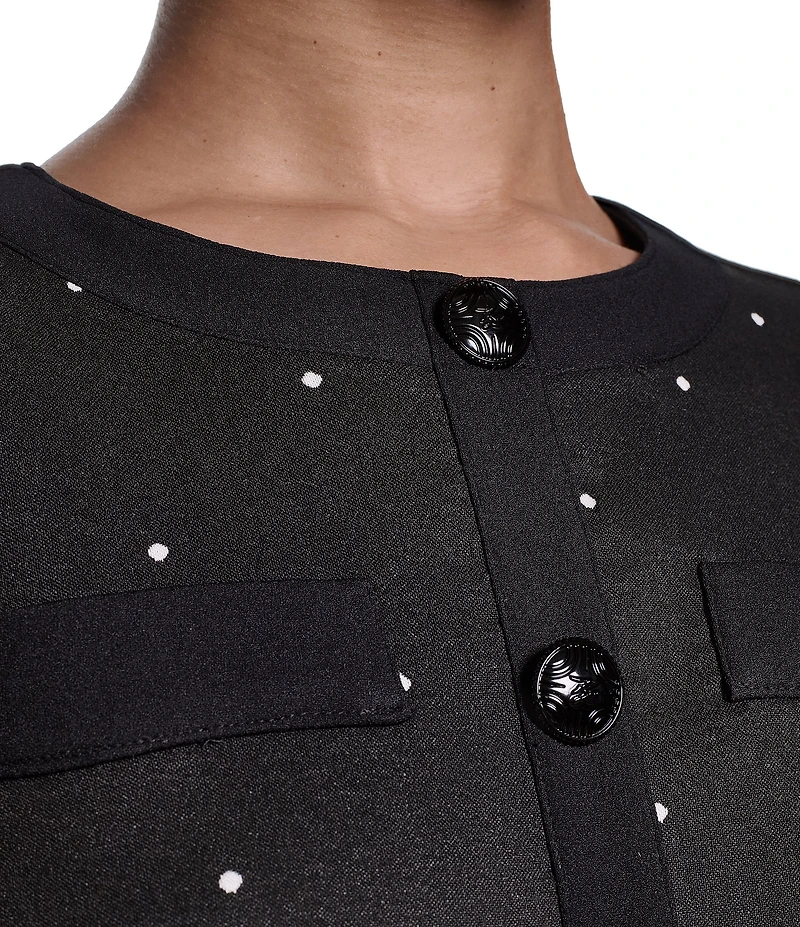 KARL LAGERFELD PARIS Short Sleeve Crew Neck Polka Dot Dress