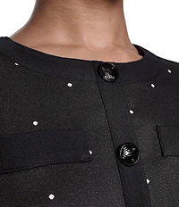 KARL LAGERFELD PARIS Short Sleeve Crew Neck Polka Dot Dress