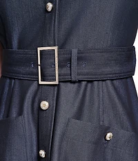 KARL LAGERFELD PARIS Short Sleeve Denim Midi Shirt Dress