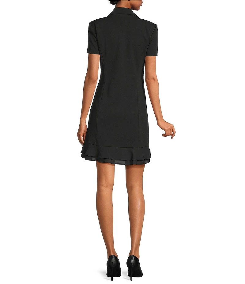 KARL LAGERFELD PARIS Short Sleeve Double Breasted Blazer Short Dress