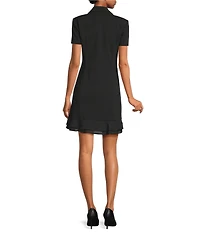 KARL LAGERFELD PARIS Short Sleeve Double Breasted Blazer Short Dress