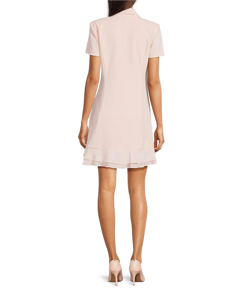 KARL LAGERFELD PARIS Short Sleeve Double Breasted Blazer Short Dress