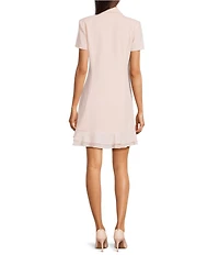 KARL LAGERFELD PARIS Short Sleeve Double Breasted Blazer Short Dress