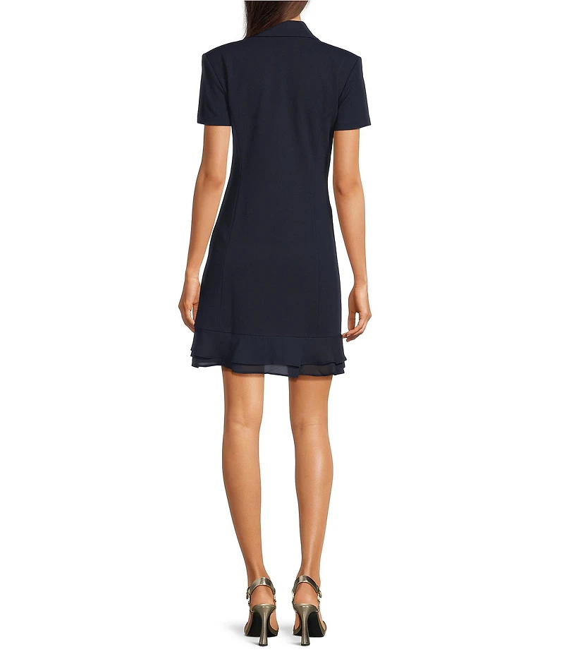 KARL LAGERFELD PARIS Short Sleeve Double Breasted Blazer Short Dress