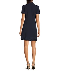 KARL LAGERFELD PARIS Short Sleeve Double Breasted Blazer Short Dress