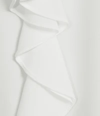 KARL LAGERFELD PARIS Short Sleeve Ruffle Front V-Neck Blouse