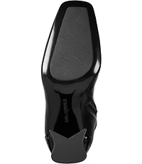 KARL LAGERFELD PARIS Shreya Leather Brogue Strap Square Toe Tall Boots