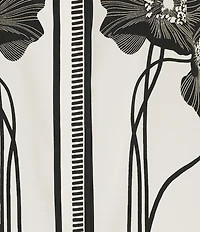 KARL LAGERFELD PARIS Silky Crepe Floral Print Point Collar Short Sleeve Button Front Shirt