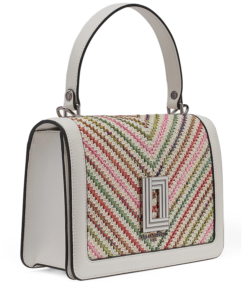 KARL LAGERFELD PARIS Simone Chevron Raffia Satchel Bag