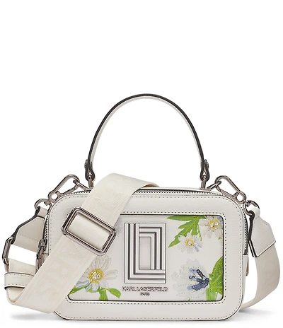 KARL LAGERFELD PARIS Simone Floral Embroidered Top Handle Crossbody Bag
