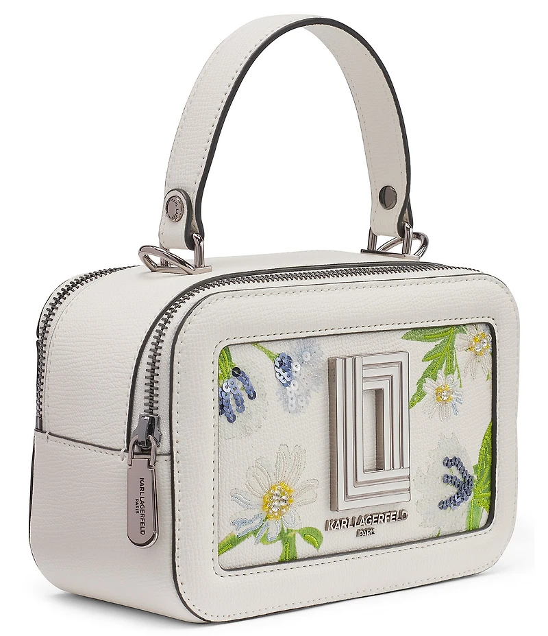 KARL LAGERFELD PARIS Simone Floral Embroidered Top Handle Crossbody Bag