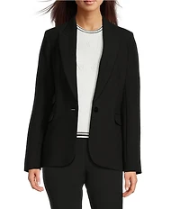 KARL LAGERFELD PARIS Single Button Notch Lapel Long Sleeve Blazer
