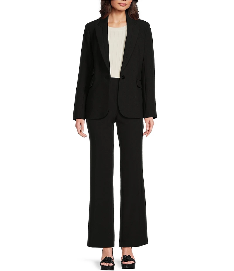 KARL LAGERFELD PARIS Single Button Notch Lapel Long Sleeve Blazer