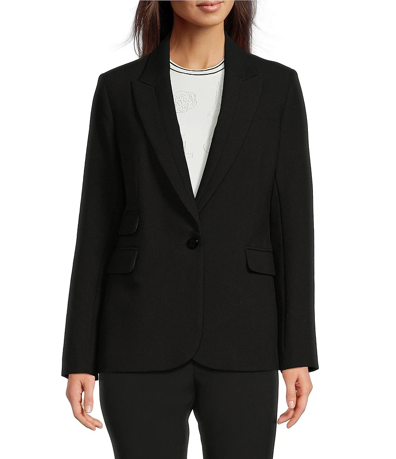 KARL LAGERFELD PARIS Single Button Notch Lapel Long Sleeve Blazer