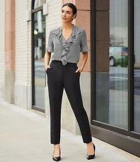 KARL LAGERFELD PARIS Slim Elastic Waistband Flat Front Pant