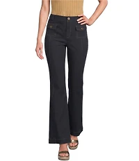 KARL LAGERFELD PARIS Solid Suiting Flare Leg Full Length Pants