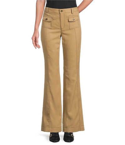 KARL LAGERFELD PARIS Solid Suiting Wide Leg Full Length Pants