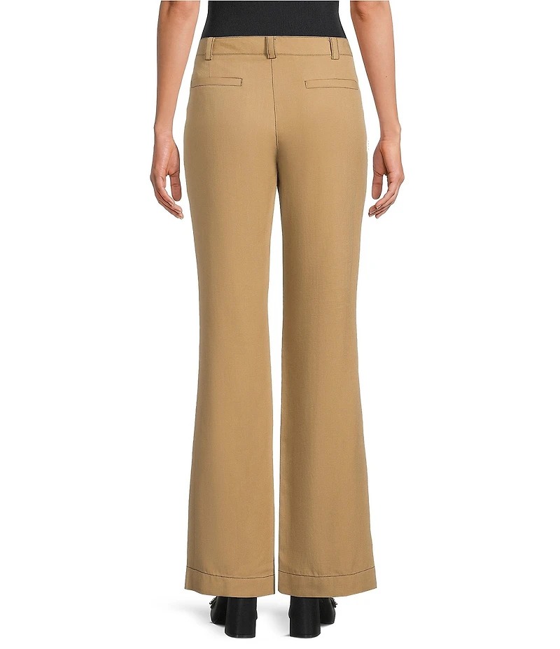 KARL LAGERFELD PARIS Solid Suiting Flare Leg Full Length Pants